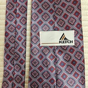 KETCH Mens Necktie Floral Medallion Pattern Purple Red Blue Business Tie